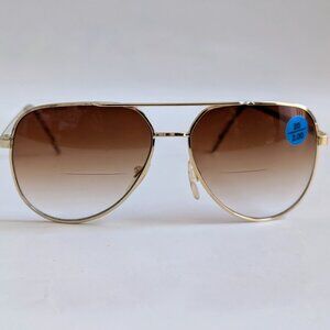 (NWT) Vintage 90's Aviator Metal Bi-Focal Reading Sunglasses (S. Gold)